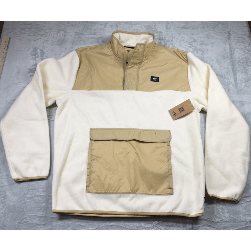 Vans Mammoth Pullover Fleece Men XL NWT Antique White Taupe